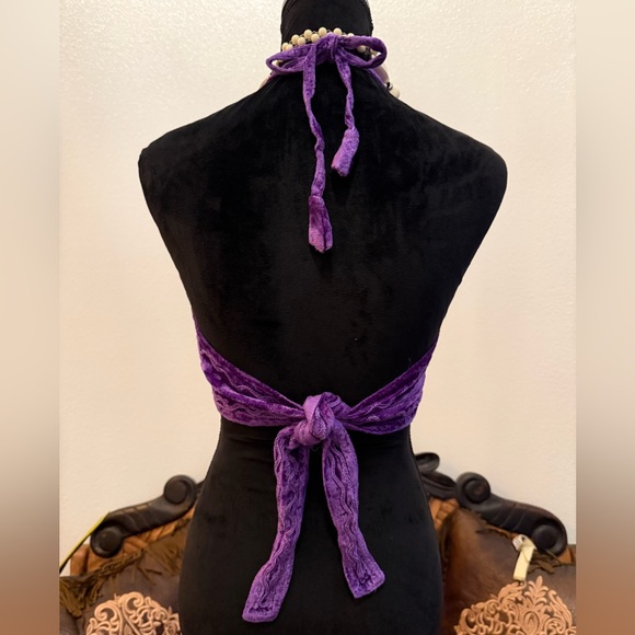 Purple Velvet Women's Crop Halter Top EUC - Picture 3 of 4